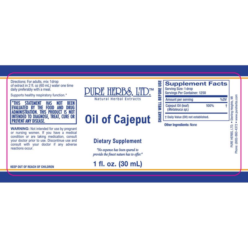 Oil of Cajeput (1oz.) Must!